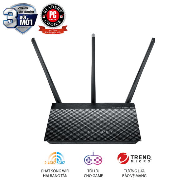 Bộ phát wifi Asus RT-AC53 (Chuẩn AC/ AC750Mbps/ 3 Ăng-ten ngoài/ 25 User)