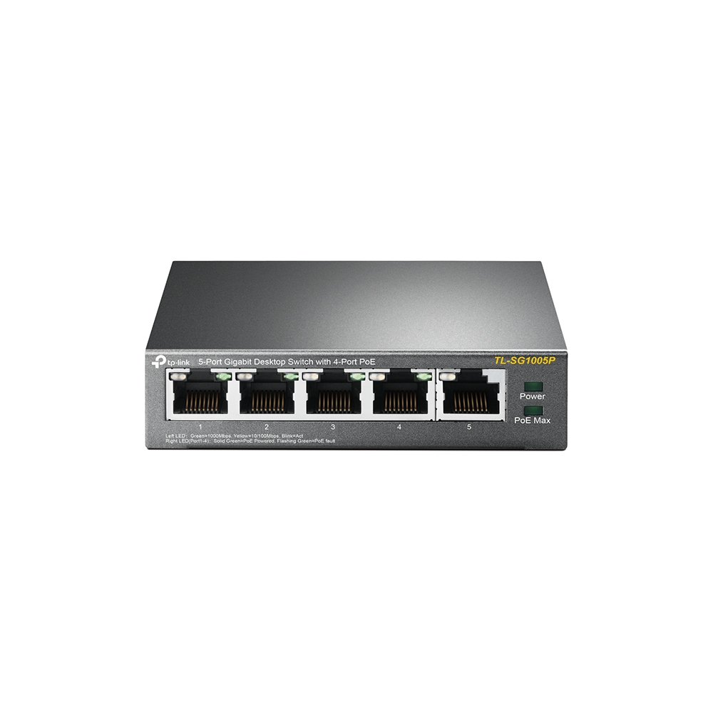 Switch TP-Link TL-SG1005P (Gigabit (1000Mbps)/ 5 Cổng/ 4 cổng PoE/ Vỏ Thép) Switch TP-Link TL-SG1005P (Gigabit (1000Mbps)/ 5 Cổng/ 4 cổng PoE/ Vỏ Thép)