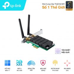 Cạc mạng không dây TP-Link PCI-E Archer T4E (Chuẩn AC/ AC1200Mbps/ 2 Ăng-ten ngoài)