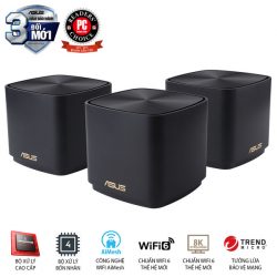 Bộ phát wifi 6 Asus ZenWiFi XD4S 3-Pack Đen (Chuẩn AX/ AX1800Mbps/ Ăng-ten ngầm/ Wifi Mesh/ 45User)
