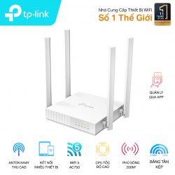 Bộ phát wifi TP-Link Archer C24 (Chuẩn AC/ AC750Mbps/ 4 Ăng-ten ngoài/ 25 User)