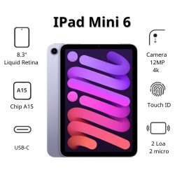 Máy tính bảng Apple IPad mini 6 Wifi (64Gb/ Purple/ MK7R3ZA/A)