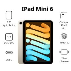Máy tính bảng Apple IPad mini 6 Wifi (64Gb/ Starlight/ MK7P3ZA/A)
