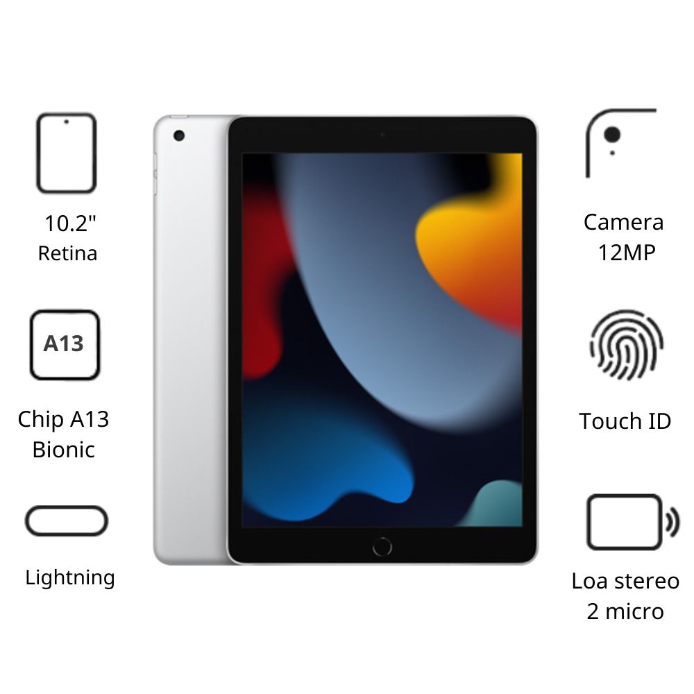 Máy tính bảng Apple IPad Gen 9 10.2 Cellular MK493ZA/A (64GB/ Silver) Máy tính bảng Apple IPad Gen 9 10.2 Cellular MK493ZA/A (64GB/ Silver)