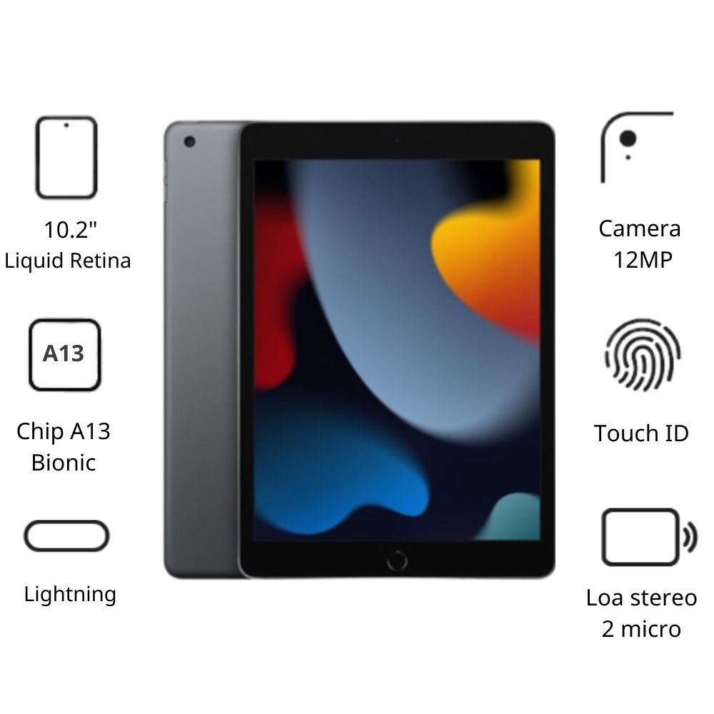 Máy tính bảng Apple IPad Gen 9 10.2 Wifi MK2K3ZA/A (64GB/ Space Gray)
