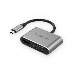 Bộ chuyển Lention C51sHV USB-C sang HDMI và VGA (Xám)
