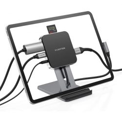 Bộ chuyển Lention D42HACR-GR USB-C 7 trong 1 USB Type-C sang  HDMI, 2 cổng USB3.0, 3.5 mm, SD card và cổng sạc PD (có chân đế)