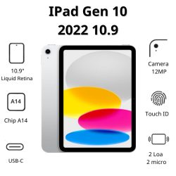 Máy tính bảng Apple IPad Gen 10 2022 10.9 Wifi MPQ03ZA/A (64GB/ Silver)