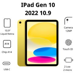 Máy tính bảng Apple IPad Gen 10 2022 10.9 Wifi MPQ23ZA/A (64GB/ Yellow)