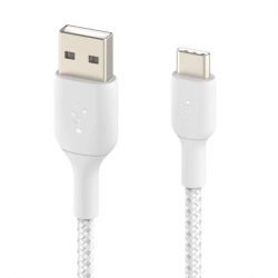 Cáp USB Type-C Belkin 12W vỏ dù 2M (Màu trắng)