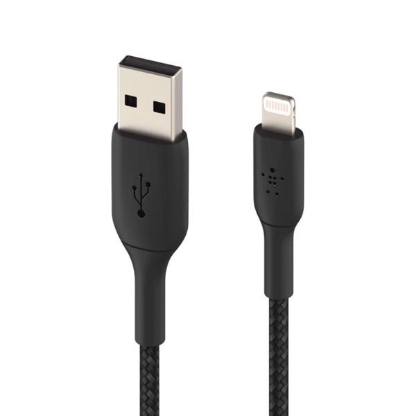 Cáp sạc nhanh lightning Belkin 12W 1m vỏ dù (Màu đen)