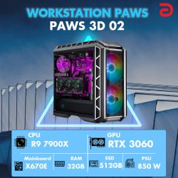 Máy trạm Workstation PAWS 3D 02 -7900X/X670/32G/512Gb/RTX3060 (AMD Ryzen 9 7900X 5.6Ghz-64Mb/ 512GB/ RTX 3060 12GB/ DOS)