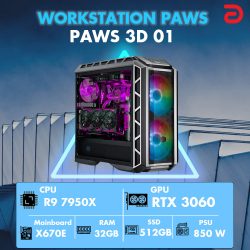 Máy trạm Workstation PAWS 3D 01 -7950X/X670/32G/512Gb/RTX3060 (Ryzen 9 7950X/ 32GB/ 512GB SSD/ RTX 3060 12Gb/ NoOS)