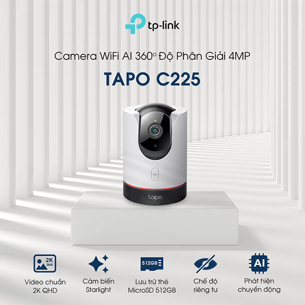 Camera ip wifi TP-Link Tapo C225 (2K 4MP/ Quay quét) Camera ip wifi TP-Link Tapo C225 (2K 4MP/ Quay quét)
