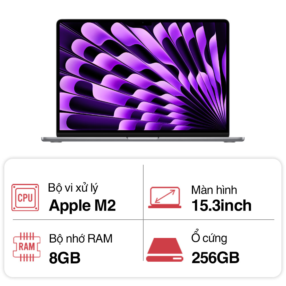 Laptop Apple Macbook Air M2 MQKP3SA/A (8 core/ 8GB/ 256GB/ 15.3inch/ Space Gray) Laptop Apple Macbook Air M2 MQKP3SA/A (8 core/ 8GB/ 256GB/ 15.3inch/ Space Gray)