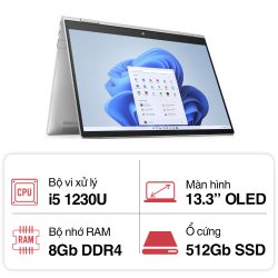 Laptop HP Envy X360 13-bf0114TU 7C0P0PA (i5 1230U/ 8GB/ 512GB SSD/13.3 inch OLED Touch/Win11/ Silver/ Vỏ nhôm/ Pen)