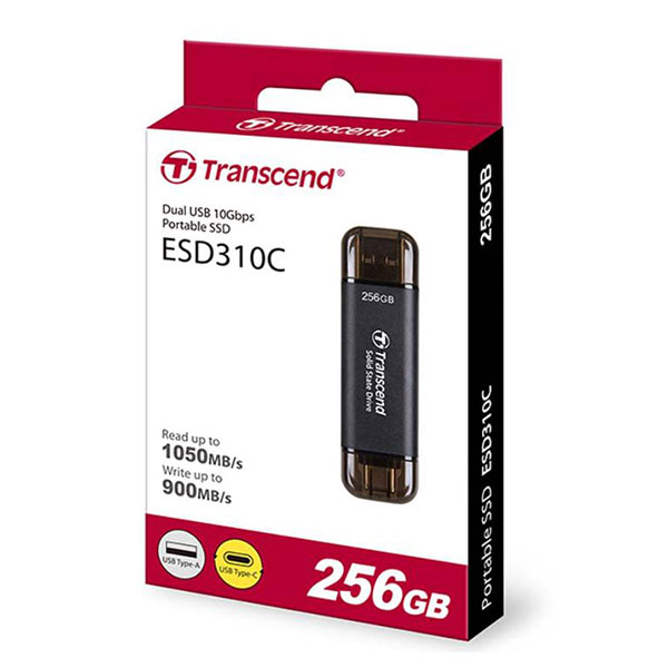 Ổ cứng di động SSD Transcend ESD310C 256Gb USB-A & USB-C Màu đen