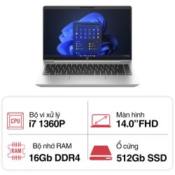 Laptop HP ProBook 440 G10 873C1PA (i7 1360P/ 16GB/ 512GB SSD/14 inch FHD Touch/Win11/ Silver/ Vỏ nhôm)