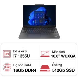Laptop Lenovo ThinkPad E16 GEN 1 21JN006AVA (i7 1355U/ 16GB/ 512GB SSD/16 inch WUXGA/NoOS/ Black/ Vỏ nhôm/2Y)