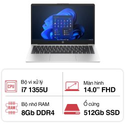Laptop HP 240 G10 8F139PA (i7 1355U/ 8GB/ 512GB SSD/14 inch FHD/Win11/ Silver)