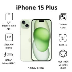 Điện thoại Apple iPhone 15 Plus (6GB/ 128Gb/ Green)
