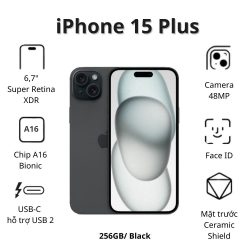 Điện thoại Apple iPhone 15 Plus (6GB/ 256GB/ Black)