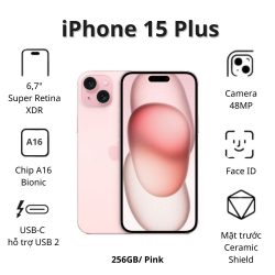 Điện thoại Apple iPhone 15 Plus (6GB/ 256GB/ Pink)