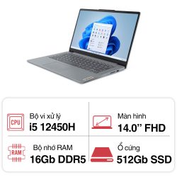 Laptop Lenovo IdeaPad Slim 3 14IAH8 (i5 12450H/ 16GB/ 512GB SSD/14 inch FHD/Win11/ Arctic Grey/2Y)