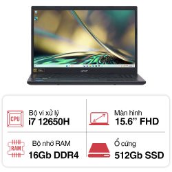 Laptop Acer Aspire A715-76-728X NH.QGESV.008 (i7 12650H/ 16GB/ 512GB SSD/ 15.6 inch FHD/ Win11/ Black/ Vỏ nhôm/ 1Y)