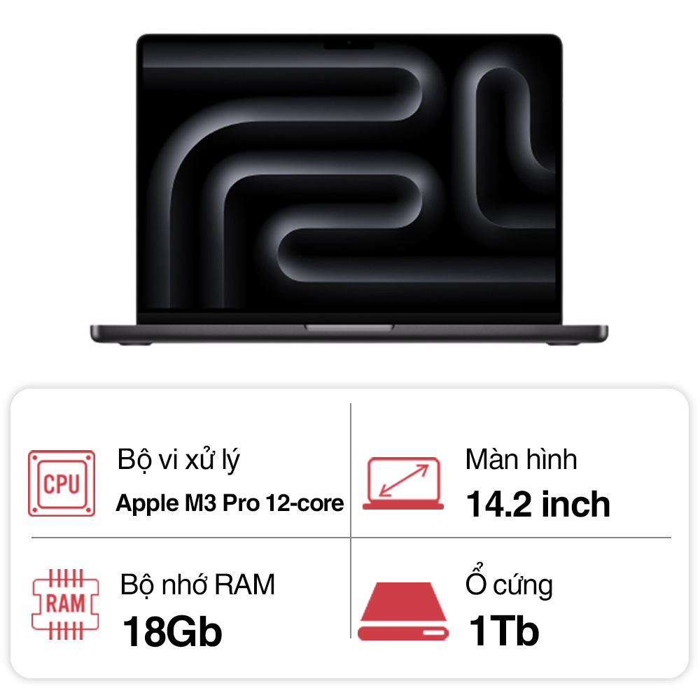 Laptop Apple Macbook Pro M3 Pro MRX43SA/A (12 Core/ 18Gb/ 1TB SSD/ 14.2Inch/ Space Black) Laptop Apple Macbook Pro M3 Pro MRX43SA/A (12 Core/ 18Gb/ 1TB SSD/ 14.2Inch/ Space Black)