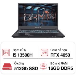 Laptop Gigabyte Gaming G5 MF5 52VN353SH (i5 13500H/ 16GB/ 512GB SSD/ RTX 4050 6GB/ 15.6 inch FHD/ 144Hz/ Win11/ Black/ 2Y)