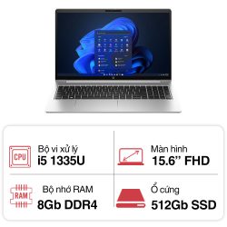 Laptop HP ProBook 450 G10 9H1N4PT (i5 1335U/ 8GB/ 512GB SSD/15.6 inch FHD/Win11/ Silver/ Vỏ nhôm)