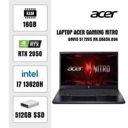 Máy tính xách tay Acer Gaming Nitro V ANV15 51 72VS NH.QNASV.004 (i7 13620H/ 16GB/ 512GB SSD/ RTX 2050 4GB/ 15.6 inch FHD/ 144Hz/ Win11/ Black/ 2Y)