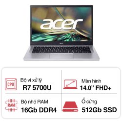 Laptop Acer Aspire A314 42P R3B3 NX.KSFSV.001 (R7 5700U/ 16GB/ 512GB SSD/ 14 inch FHD+/ Win11/ Silver/ 1Y)