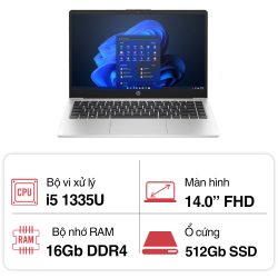Laptop HP 240 G10 9H2E4PT (i5 1335U/ 16GB/ 512GB SSD/14 inch FHD/Win11/ Silver)