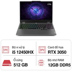 Laptop Lenovo LOQ Gaming 15IAX9 83GS001RVN (i5 12450HX/ 12GB/ 512GB SSD/ RTX 3050 6Gb/ 15.6 inch FHD/ 144Hz/ Win11/ 2Y)