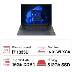 Laptop Lenovo ThinkPad E16 GEN 1 21JN006GVN (i7 1355U/ 16GB/ 512GB SSD/16 inch WUXGA/Win11/ Black/ Vỏ nhôm/2Y)