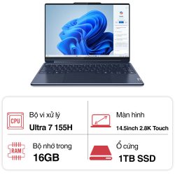 Laptop Lenovo Yoga 9 2-in-1 14IMH9 83AC000SVN (Ultra 7 155H/ 16GB/ 1TB SSD/14 inch 2.8K Touch/Win 11/ Office/ Cosmic Blue/ Vỏ nhôm/ Bao da/ 2Y)