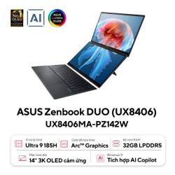 Laptop Asus Zenbook Duo OLED UX8406MA-PZ142W (Ultra 9 185H/ 32GB/ 1TB SSD/ 14 inch 3K/ 120Hz/ Win11/ Grey)