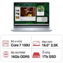 Laptop Dell Inspiron N5640 N6I7512W1 (Core 7 150U/ 16GB/ 1TB SSD/ MX570 2GB/ 16 inch 2.5K/ Win 11/ Office/ Vỏ nhôm/ 1Y)