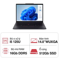 Laptop Lenovo ThinkPad T14 GEN 5 (Ultra 5 125U/ 16GB/ 512GB SSD/ 14 inch WUXGA/ NoOS/ Black/ Carbon/ 3Y)