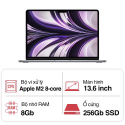 Laptop Apple Macbook Air M2 Z15S006J7 (10 core GPU/ 16GB/ 256GB/ 13.6Inch/ Mac OS/ Space Gray/ Vỏ nhôm)