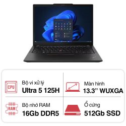 Laptop Lenovo ThinkPad X13 GEN 5 21LU004FVA (Ultra 5 125H/ 16GB/ 512GB SSD/ 13.3 inch WUXGA/ NoOS/ Black/ Carbon/ 3Y)