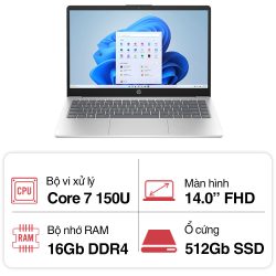 Laptop HP 14 ep1007TU 9Z2W1PA (Core 7 150U/ 16GB/ 512GB SSD/ 14 inch FHD/ Win11/ Silver)