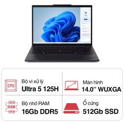 Laptop Lenovo ThinkPad T14 GEN 5 Ult 5 (Ultra 5 125H/ 16GB/ 512GB SSD/ 14 inch WUXGA/ NoOS/ Black/ Carbon/ 3Y)