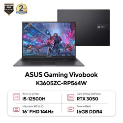 Laptop Asus Gaming Vivobook 16X K3605ZC-RP564W (i5 12500H/ 16GB/ 512GB SSD/ RTX 3050 4GB/ 16 inch WUXGA/ 144Hz/ Win11/ Black/ Vỏ nhôm)