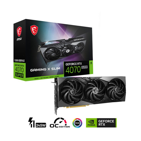 Card đồ họa MSI GeForce RTX 4070 SUPER 12G GAMING X SLIM (GDDR6X/ 192 bit)