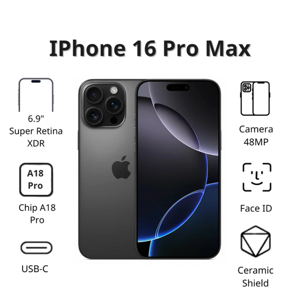 Điện thoại Apple iPhone 16 Pro Max (256GB/ Titan đen) Điện thoại Apple iPhone 16 Pro Max (256GB/ Titan đen)