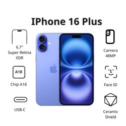 Điện thoại Apple iPhone 16 Plus (256GB/ Xanh lưu ly)