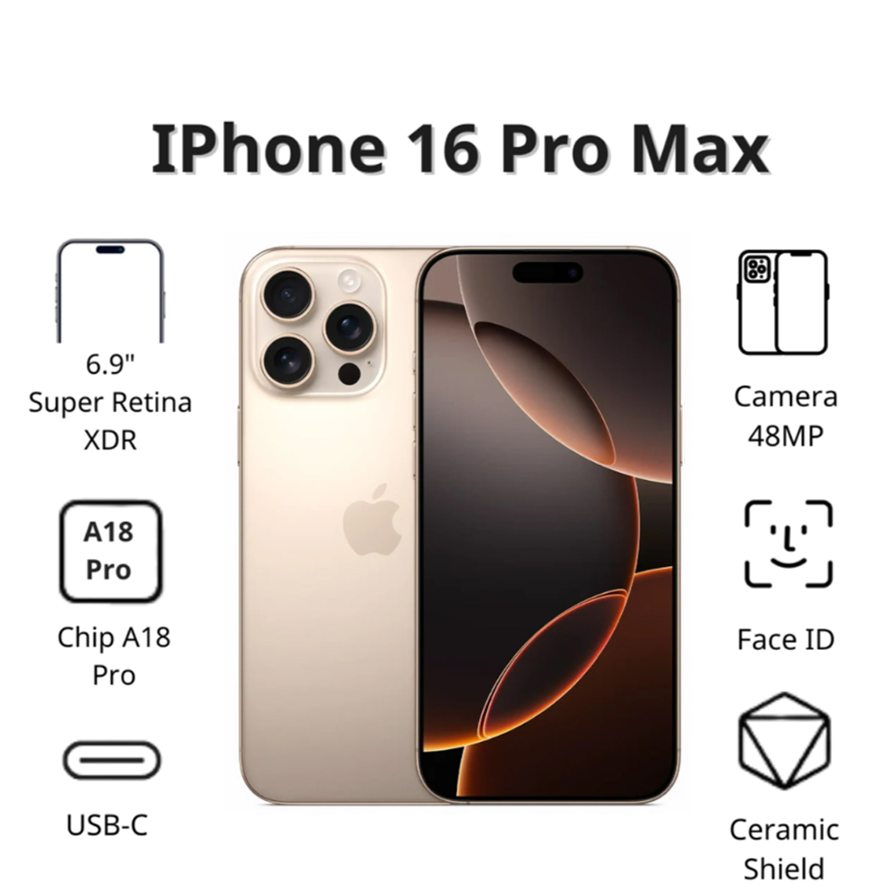 Điện thoại Apple iPhone 16 Pro Max (1TB/ Titan sa mạc) Điện thoại Apple iPhone 16 Pro Max (1TB/ Titan sa mạc)